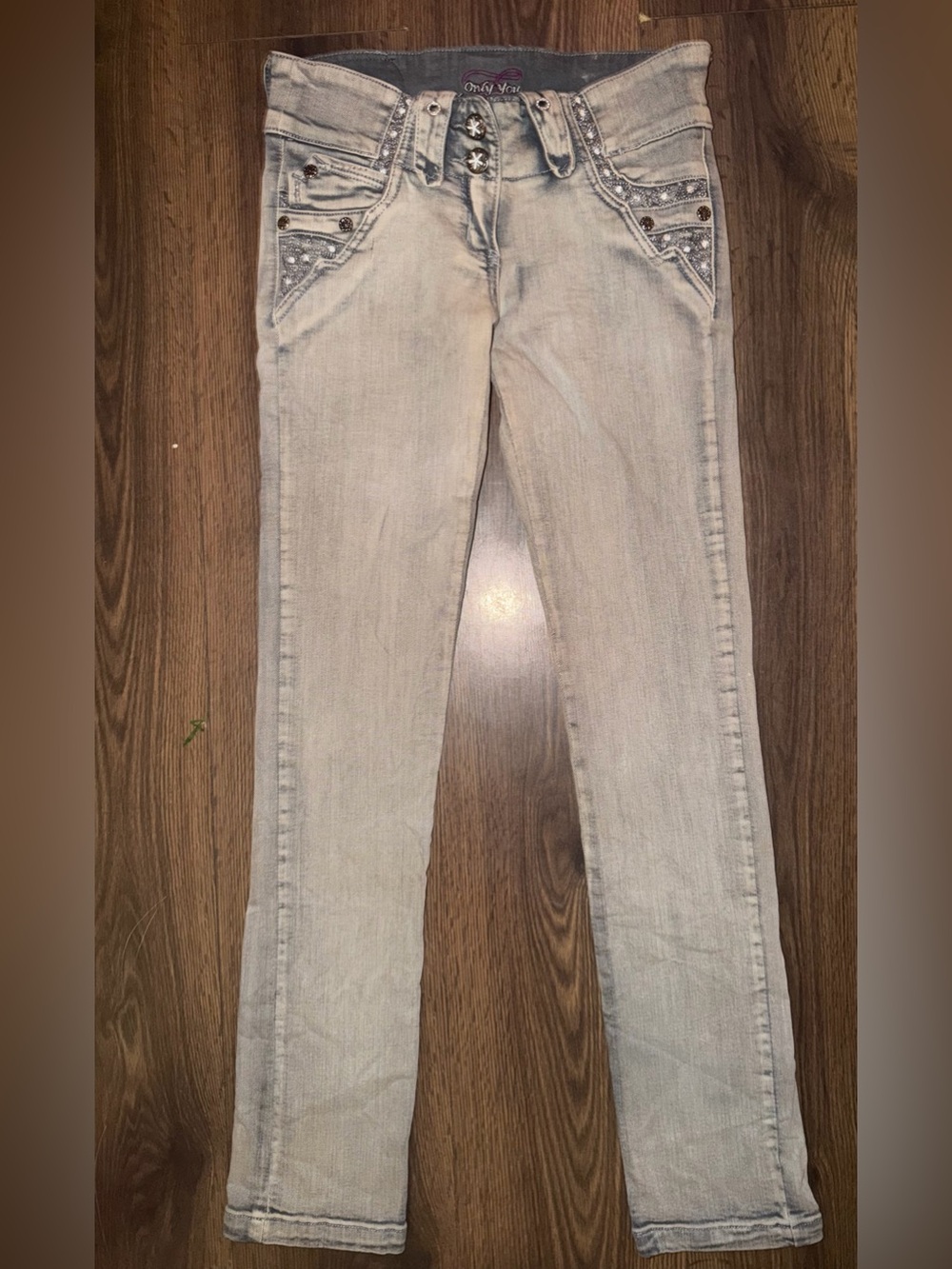 Only You Early 2000s Low Rise Blinged Y2K Jeans Size 9/10